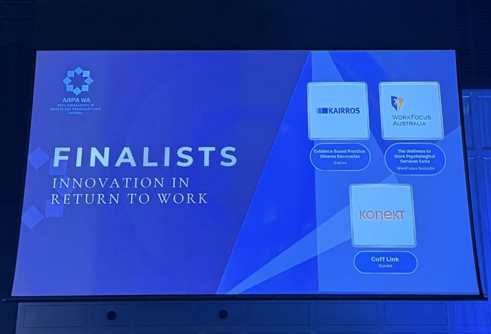Photo of the award projection in the room